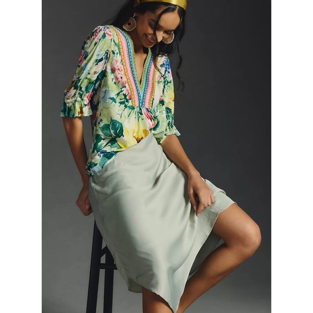 Blank London Anthropologie Stephanie Floral Embroidered Top Colorful Boho S - Picture 8 of 8